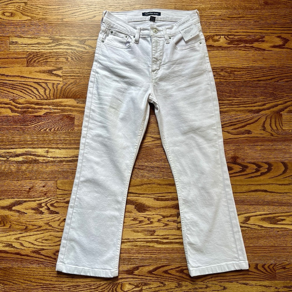 NWT Calvin Klein Women's High Rise Bootcut Jeans White Denim 4/27